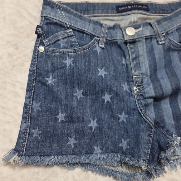 Rock & Republic Lolita Freedom Rock Stars Stripes Denim Jean Shorts Size 6 - Picture 2 of 14